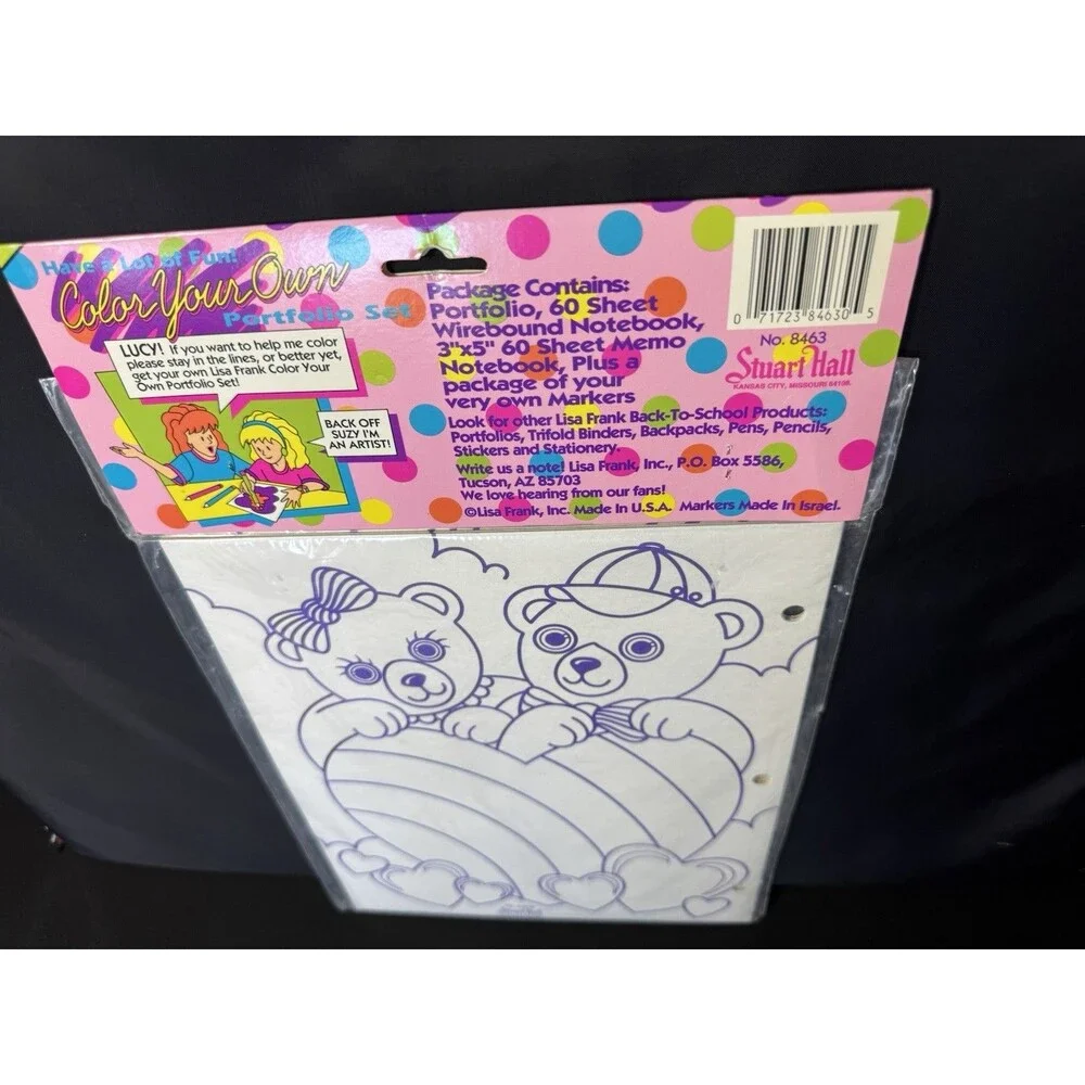 Vintage Lisa Frank Color Your Own Folder W/ Stickers NEW Portfolio Unicorn Bears